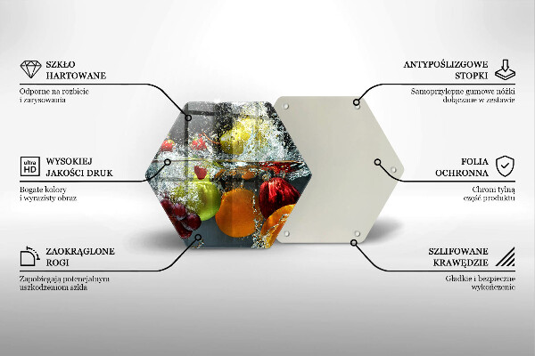 Üveg vágódeszka Lédús gyümölcs vízben