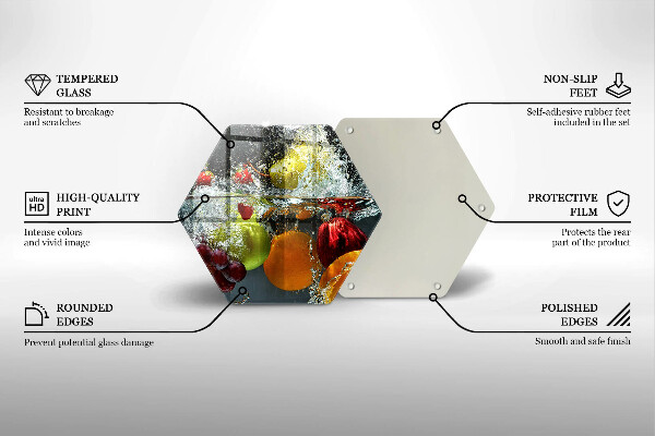 Üveg vágódeszka Lédús gyümölcs vízben