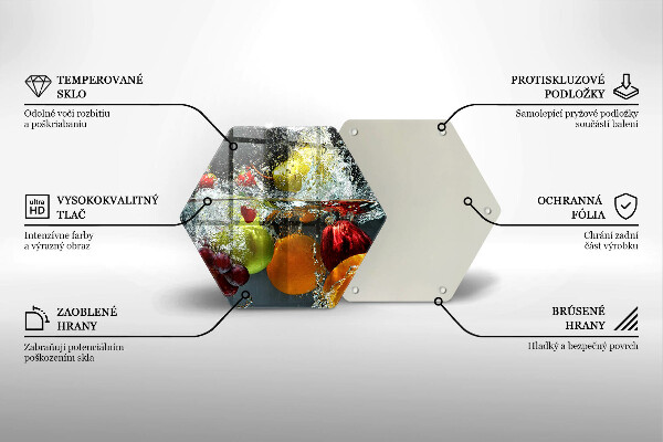 Üveg vágódeszka Lédús gyümölcs vízben