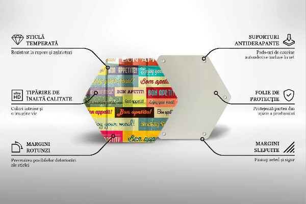Üveg vágódeszka Feliratok Jó étvágyat nyelvek