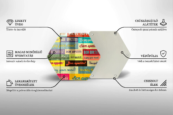 Üveg vágódeszka Feliratok Jó étvágyat nyelvek
