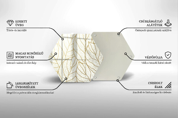 Üveg vágódeszka Line-art levelek minta