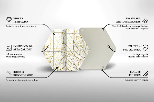 Üveg vágódeszka Line-art levelek minta