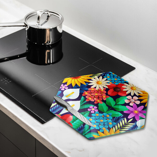 Üveg vágódeszka Virágok rét illusztráció