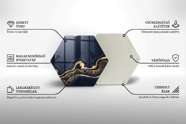 Üveg vágódeszka Absztrakt arany vonalak