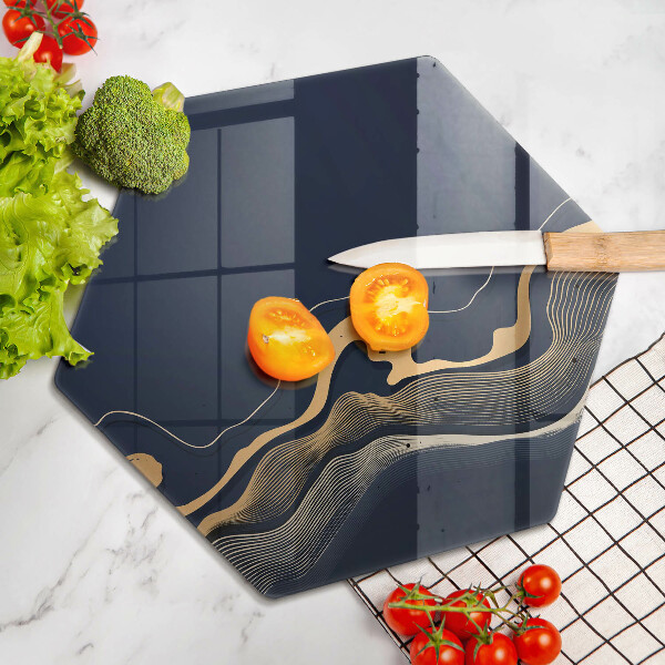 Üveg vágódeszka Absztrakt arany vonalak