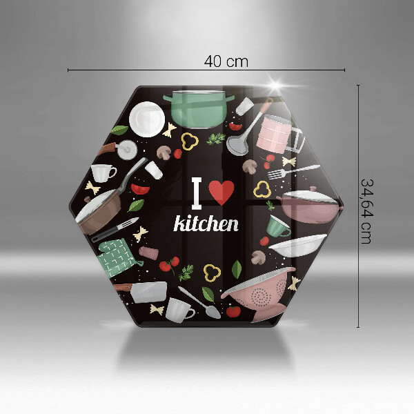 Üveg vágódeszka Illusztráció Imádom a konyhát