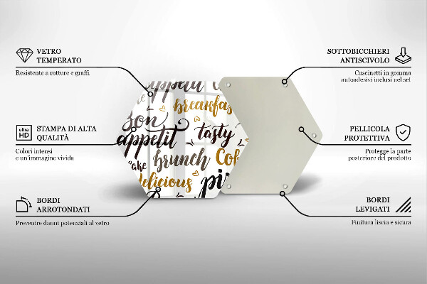 Üveg vágódeszka Jó étvágyat feliratok