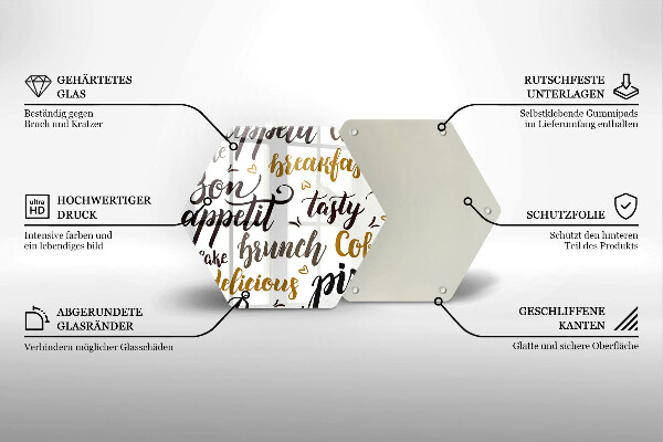 Üveg vágódeszka Jó étvágyat feliratok