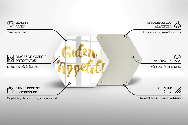 Üveg vágódeszka A Guten Appetit felirat!