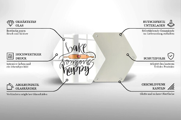 Üveg vágódeszka Süss boldoggá valakit