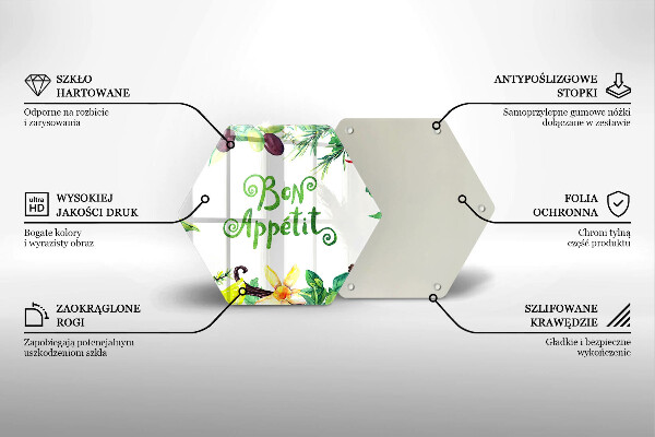 Üveg vágódeszka Bon Appetit felirat