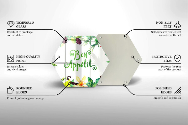 Üveg vágódeszka Bon Appetit felirat