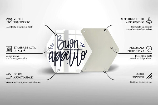 Üveg vágódeszka Buon Appetito felirat