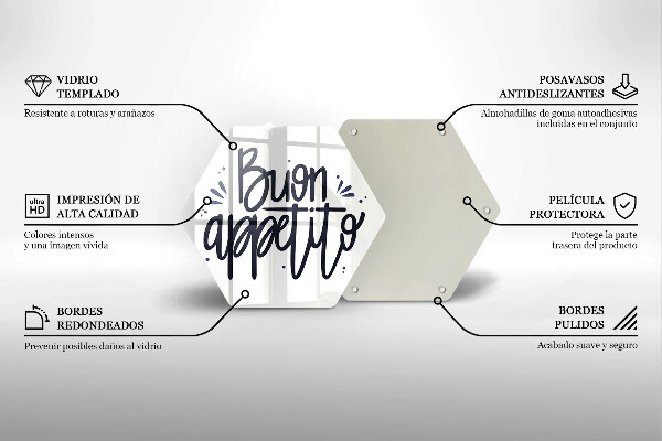 Üveg vágódeszka Buon Appetito felirat