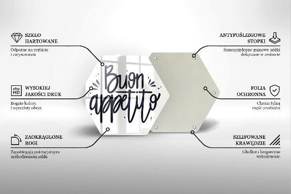 Üveg vágódeszka Buon Appetito felirat