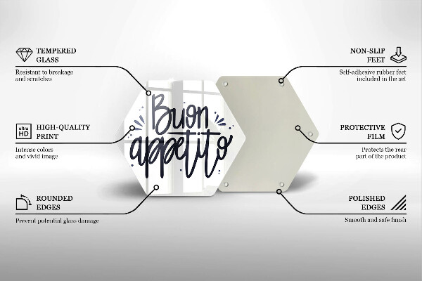 Üveg vágódeszka Buon Appetito felirat