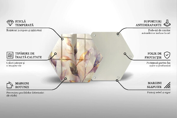 Üveg vágódeszka Festett boho levelek