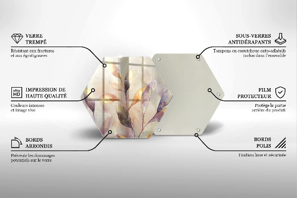 Üveg vágódeszka Festett boho levelek