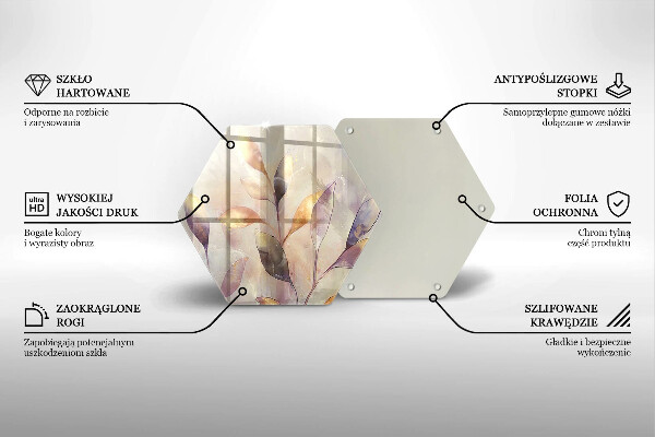 Üveg vágódeszka Festett boho levelek