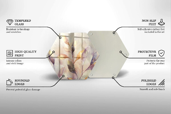 Üveg vágódeszka Festett boho levelek