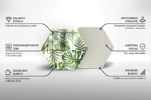 Üveg vágódeszka Monstera levelek illusztráció