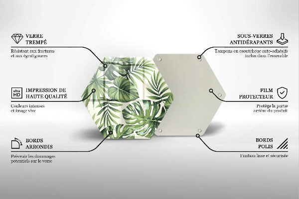 Üveg vágódeszka Monstera levelek illusztráció