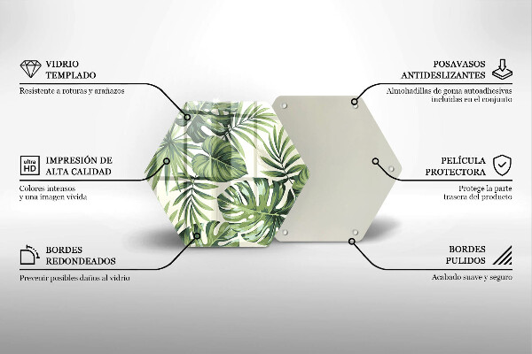 Üveg vágódeszka Monstera levelek illusztráció