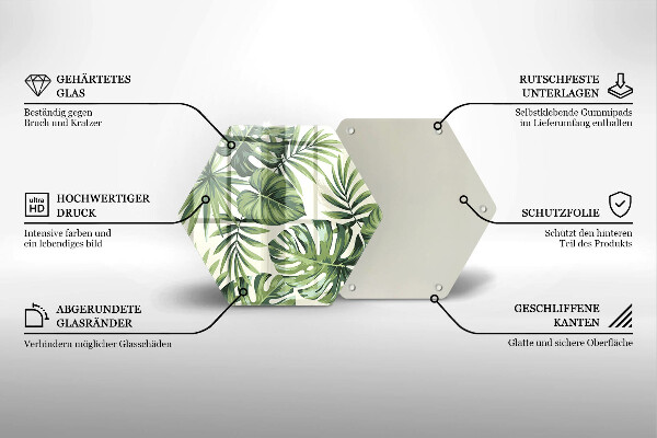 Üveg vágódeszka Monstera levelek illusztráció