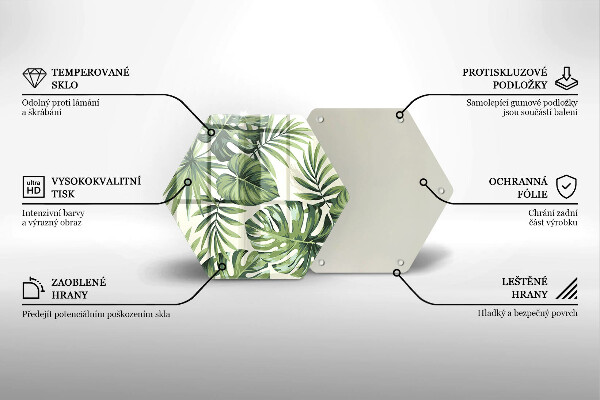 Üveg vágódeszka Monstera levelek illusztráció