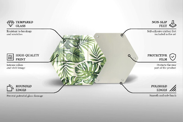 Üveg vágódeszka Monstera levelek illusztráció