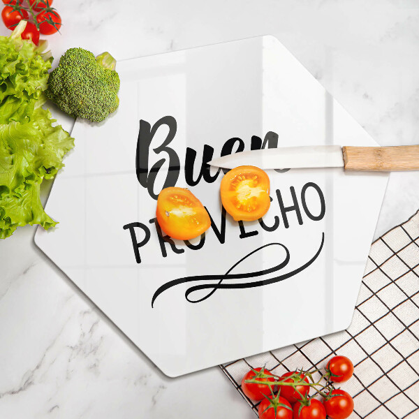 Üveg vágódeszka A Buen provecho felirat