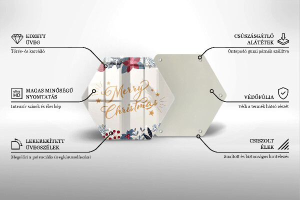 Üveg vágódeszka Merry Christmas felirat