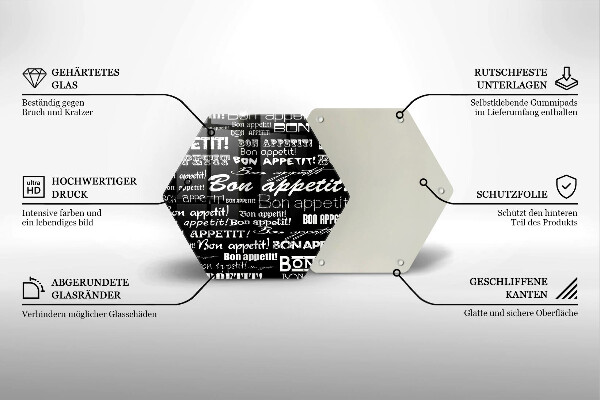 Üveg vágódeszka Konyhai feliratok Bon appetit