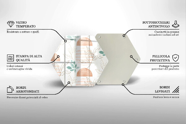 Üveg vágódeszka Boho levelek minta