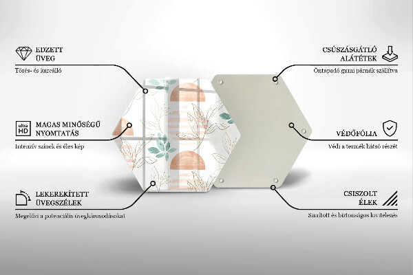 Üveg vágódeszka Boho levelek minta