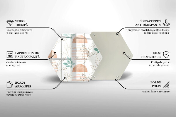 Üveg vágódeszka Boho levelek minta