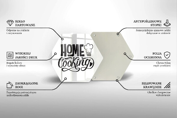 Üveg vágódeszka Home cooking