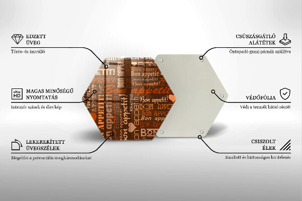 Üveg vágódeszka Bon appetit feliratok