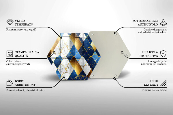 Üveg vágódeszka Arany márványrombuszok