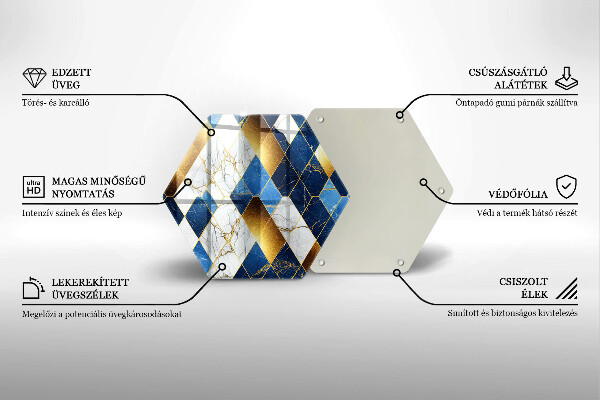 Üveg vágódeszka Arany márványrombuszok