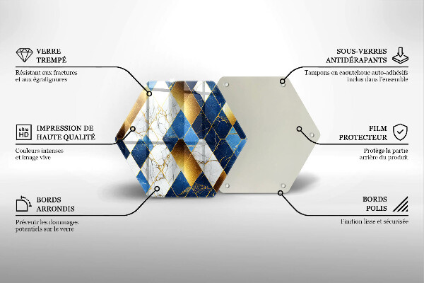 Üveg vágódeszka Arany márványrombuszok