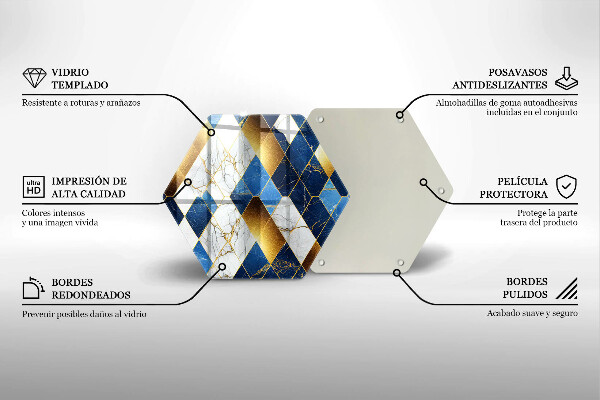 Üveg vágódeszka Arany márványrombuszok