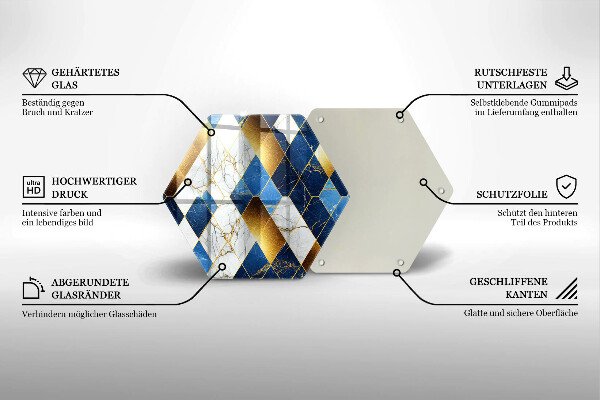 Üveg vágódeszka Arany márványrombuszok