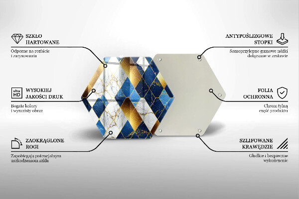 Üveg vágódeszka Arany márványrombuszok