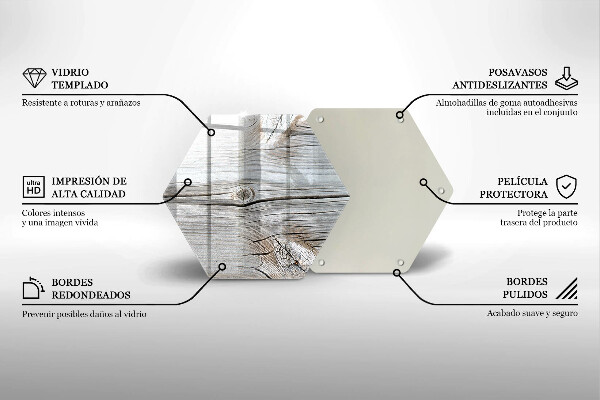 Üveg vágódeszka Világos fa szerkezet