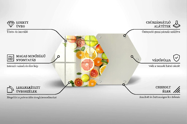 Üveg vágódeszka Citrusfélék