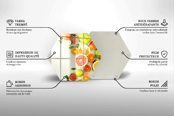 Üveg vágódeszka Citrusfélék