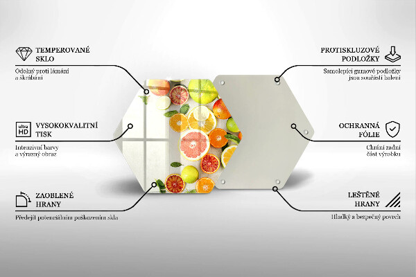 Üveg vágódeszka Citrusfélék