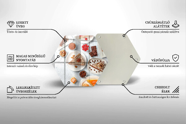 Üveg vágódeszka A torta édessége